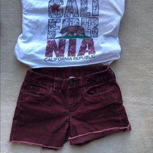 J Crew red corduroy shorts